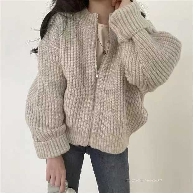 Womens Zip Up Sweater Cardigan Chunky Knit Stand Collar Zipper Front Plain Sweater Jacket Ladies Korean Chic Fall Winter OutfitT251125