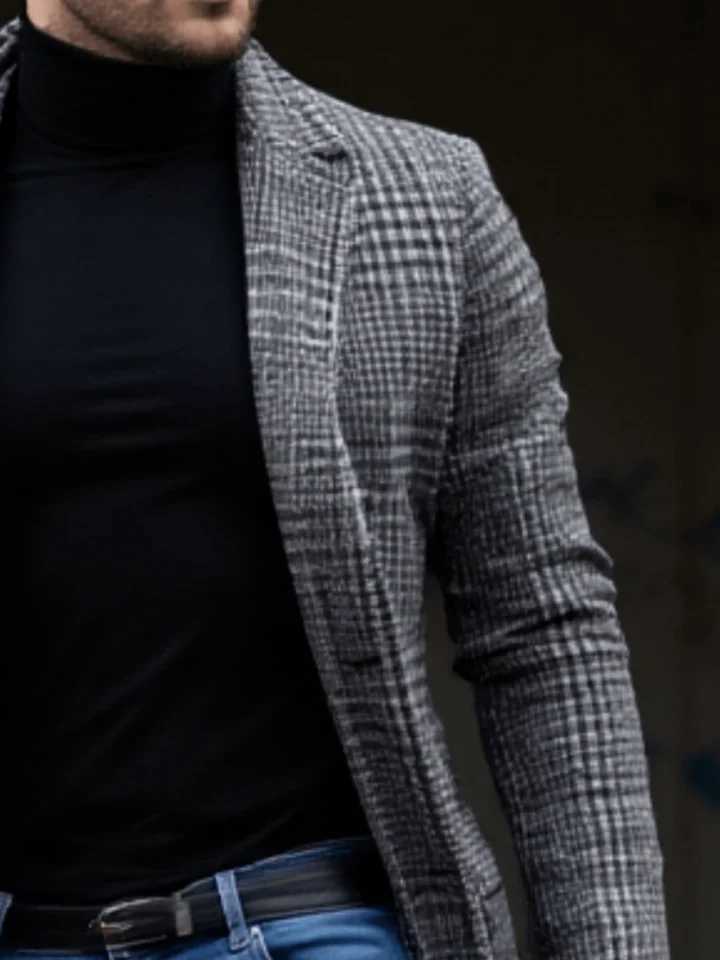 New Arrival Mens Checkered Wool Overcoat Single Breasted Thickened With Lining EU Sizes Winter Commuting Outdoor StyleT251125