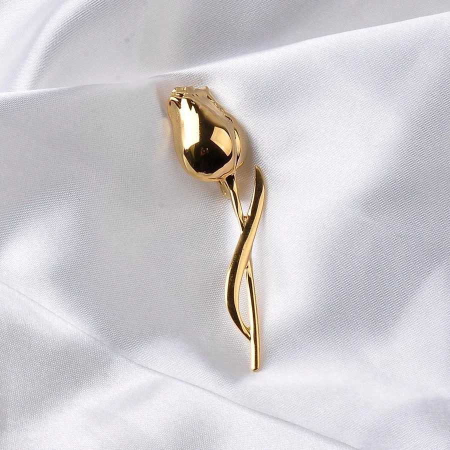 Hot selling three-dimensional rose stainless steel brooch high-end and elegant brooch of clothing accessories J251125