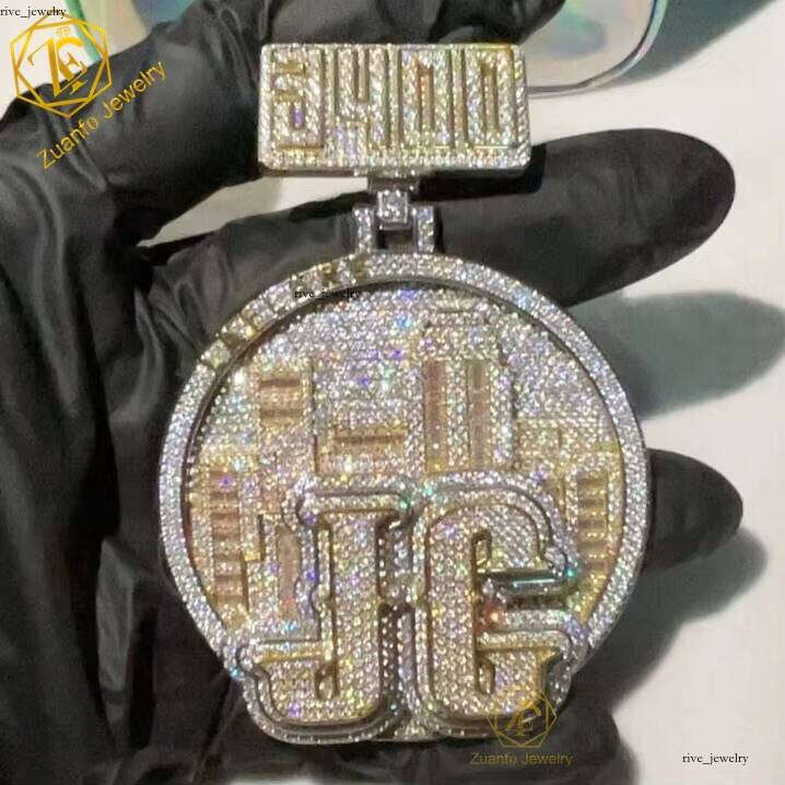 Pass Tester Ice Out Chrysolite Name Custom 925 Silver VVS Moissanite Hip Hop Letter Pendant with Numbers