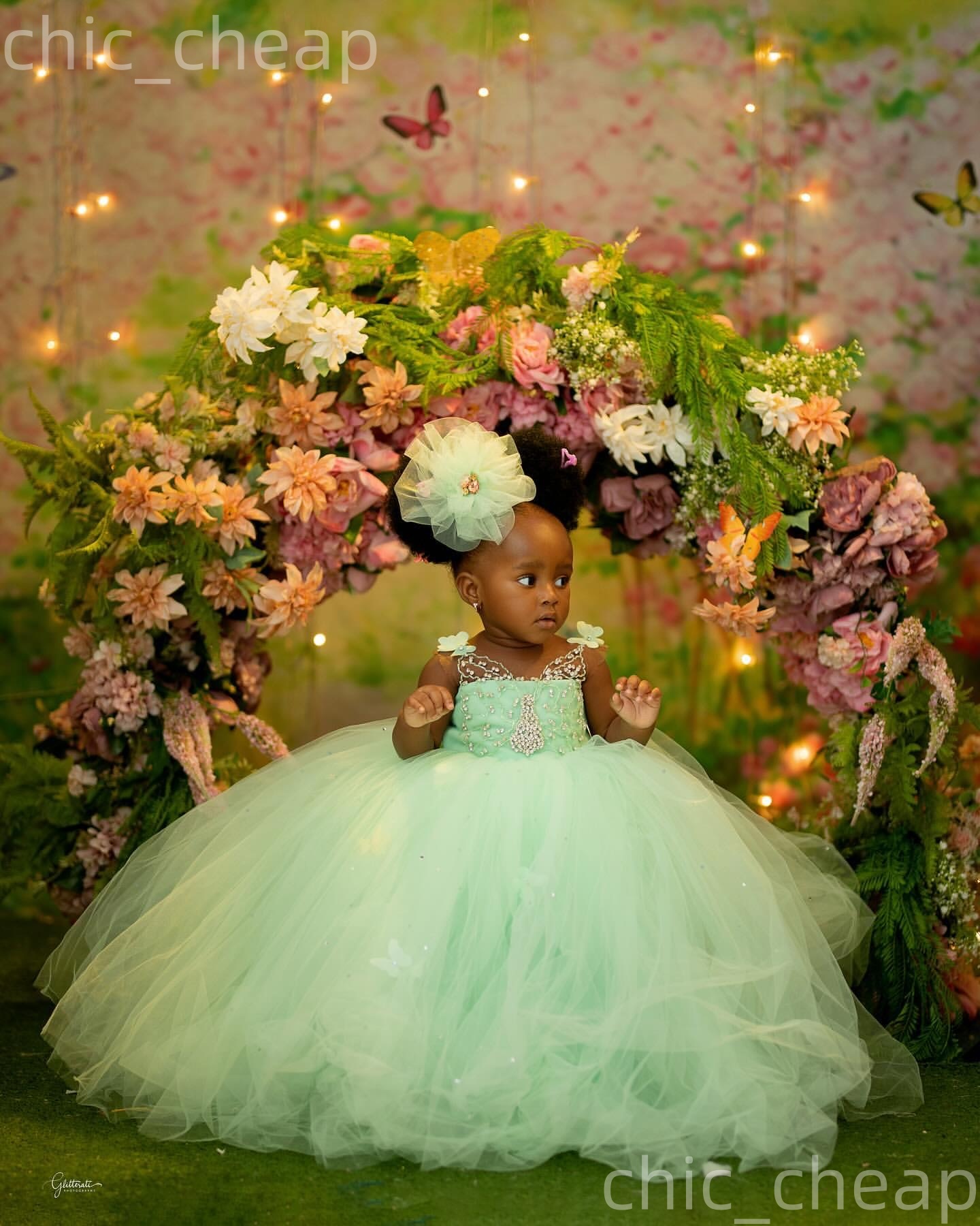 2026 Mint Ball Gown Flower Girl Dresses Sheer Neck Crystals Tulle Elegant Little Girl Christmas Peageant Birthday Christening Tutu Dress Gowns ZJ422