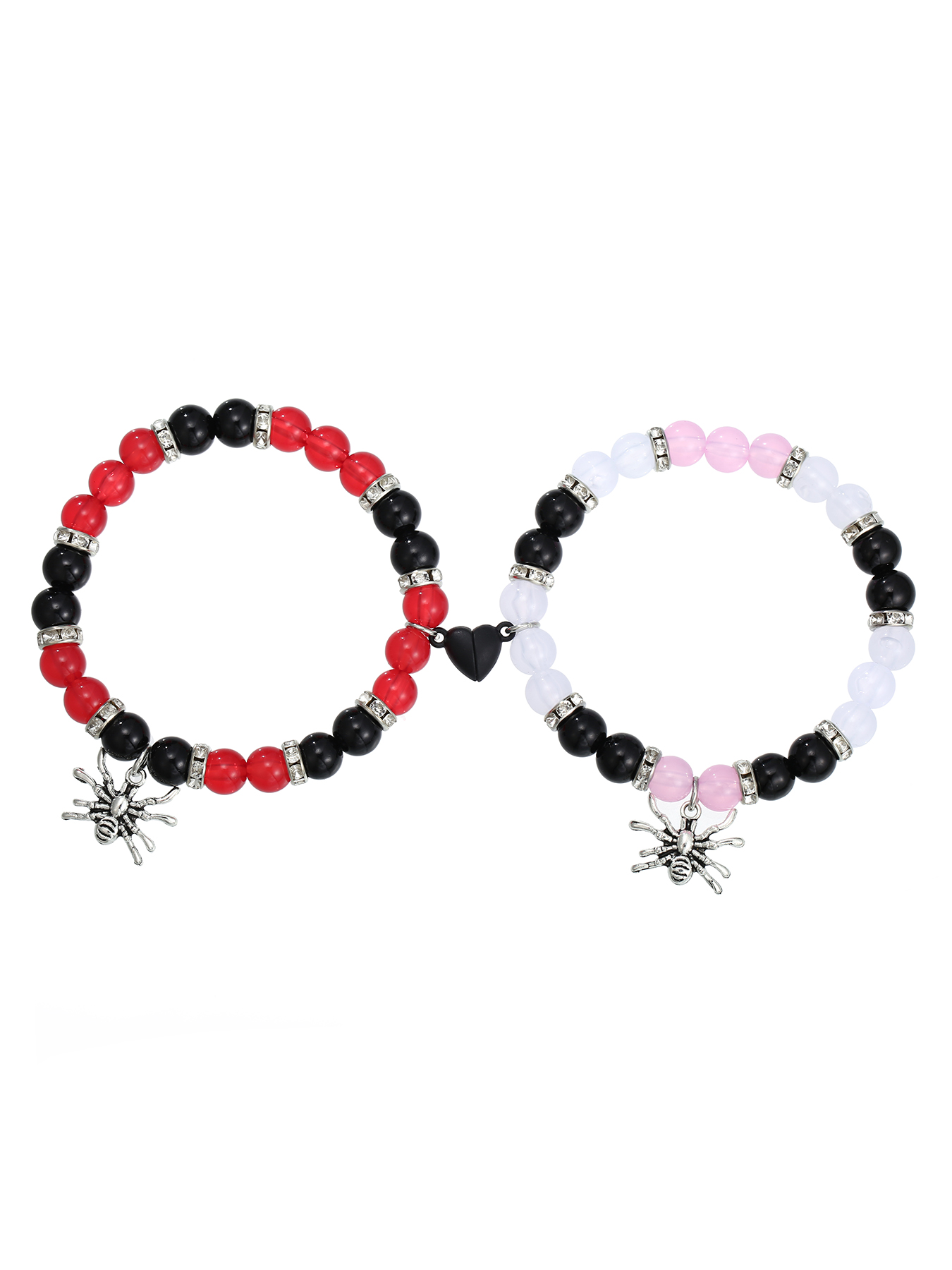 2Pcs Spider and Web Matching Couples Spider Charm BFF Bracelets Couple Bracelets