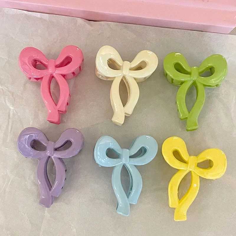 Candy colored bow small grab clip womens side bangs clip broken hair clip princess claw hair clipT250425