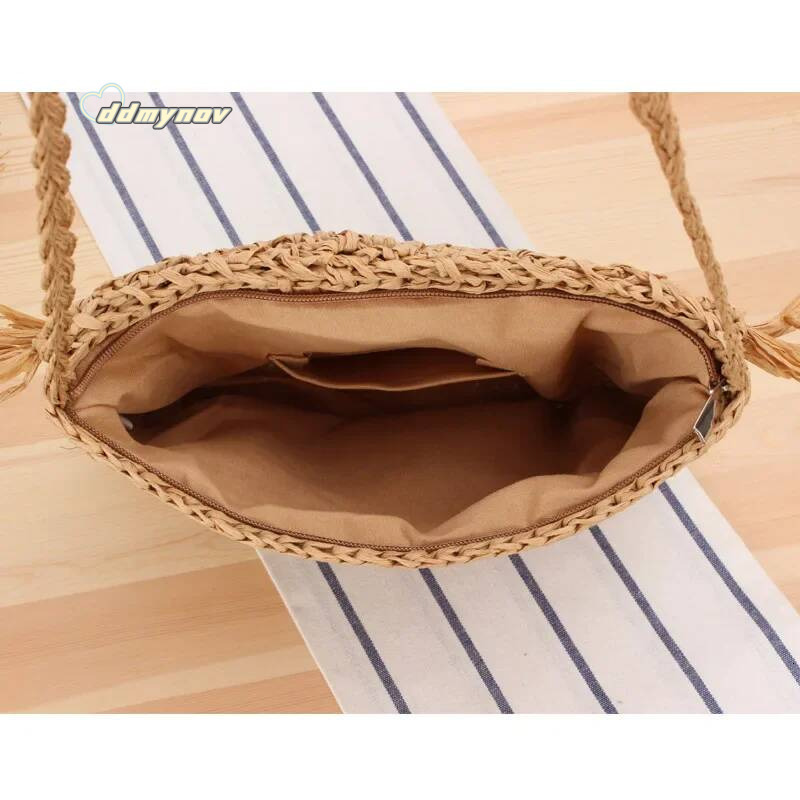 Summer Straw For Women Handmade Tassel Beach 2022 Raffia Rattan Woven Handbags Vacation Shoulder Crossbody Bags Clutch ddmynov
