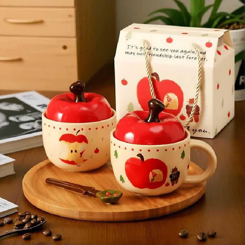 Cute Cartoon Anime Peripheral Apple Model Doll With Cover For Home Use Super Cute And High Aesthetic Value Creative Mug Gift Y251125