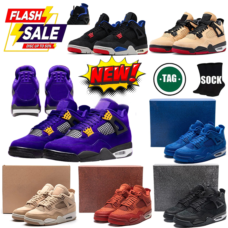 Original Box Designer 4 Basketball shoes Men Women 4s Sneakers Worn Blue Panda Military Black Cat 2026 Purple Thunder Cool Grey Bred Sports Mens Trainers