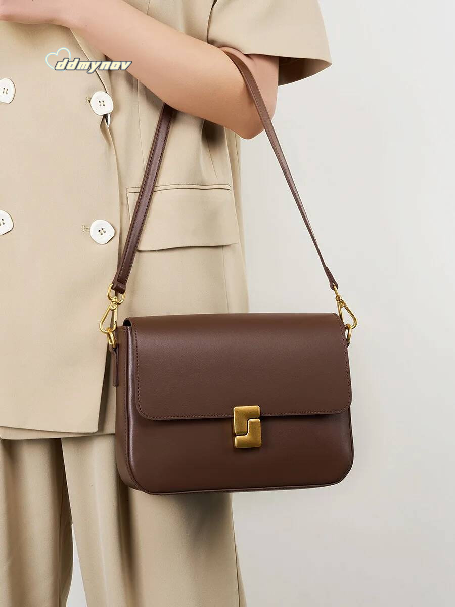 2025 genuine Leather Women Crossbody Design Small Square Cowhide Women's Commuter Shoulder Bag ladies gift ddmynov