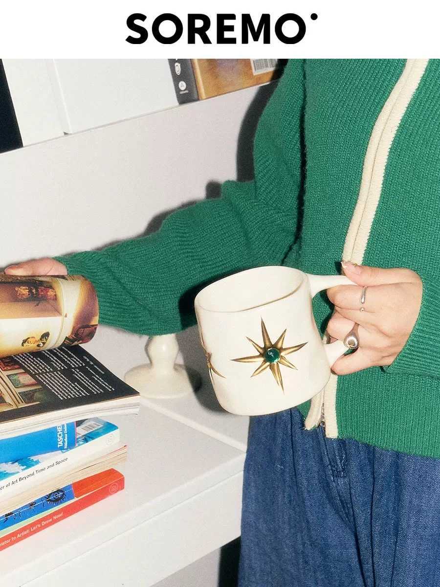 Star cup gem pearl ceramic cup mug coffee cup water cup Y251125