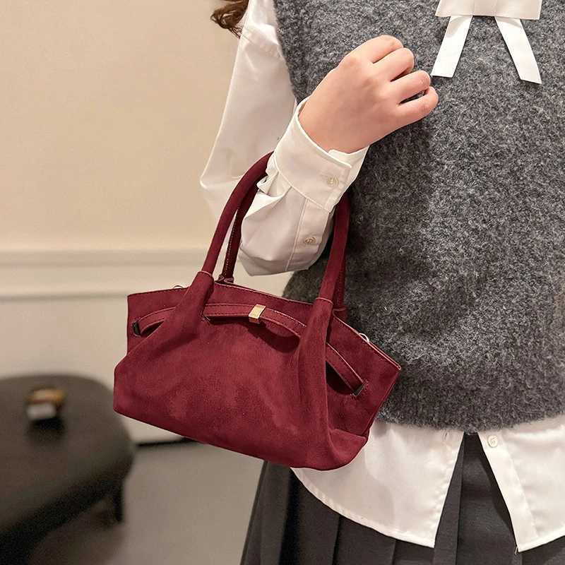 MOODS Burgundy Round Top Handle Womens Soft Suede Shoulder Cross Body Cloud Bag 2024 Luxury Designer Wallet and Handbag W250425