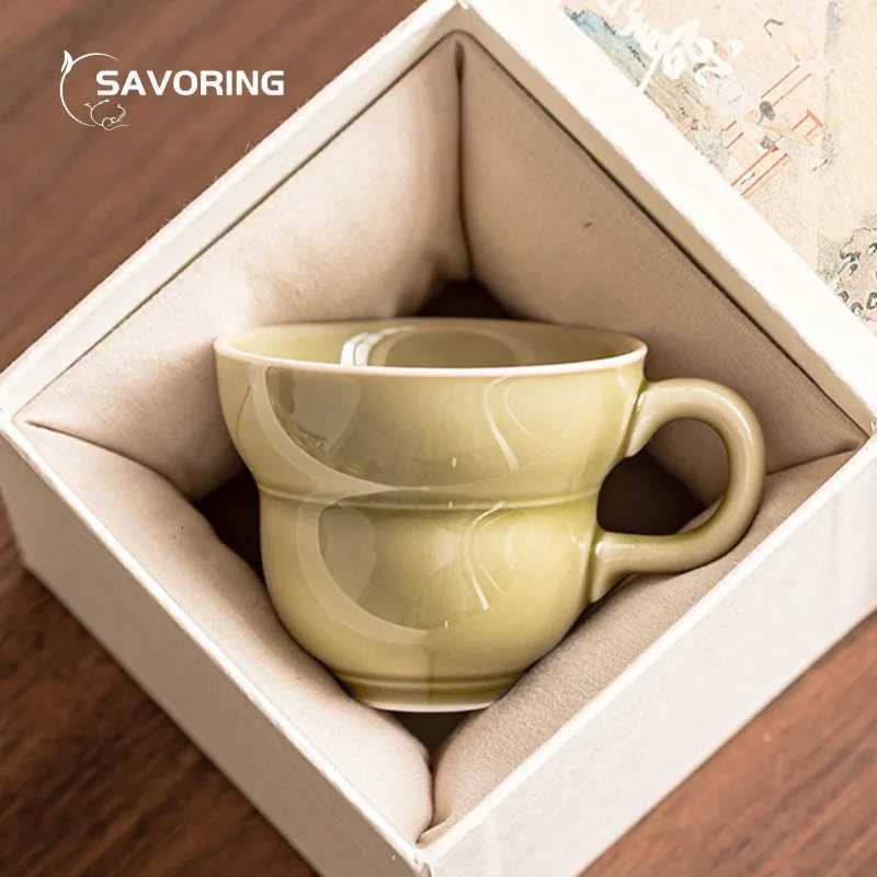 Yaozhou Kiln Tea Cup Puer Tea Mug Green Coffee Cups Teacup Chinese Ceremony Porcelain Gift Jingdezhen Bowl Tool Infusers Ceramic Y251125