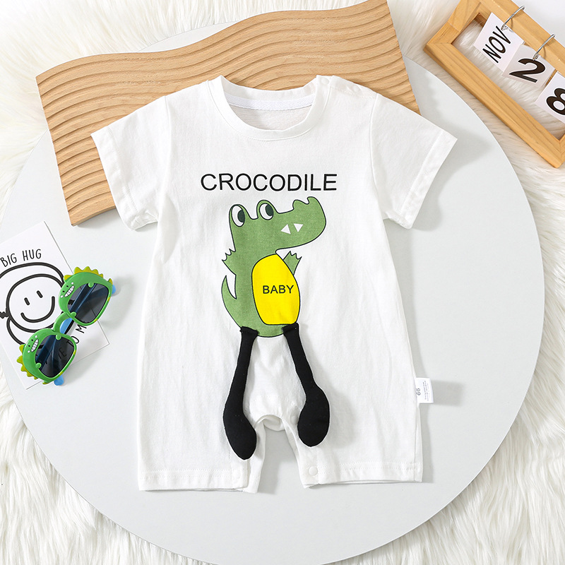 Baby clothes jumpsuit summer stylish Korean version for boys and girls summer short sleeved crawling clothes