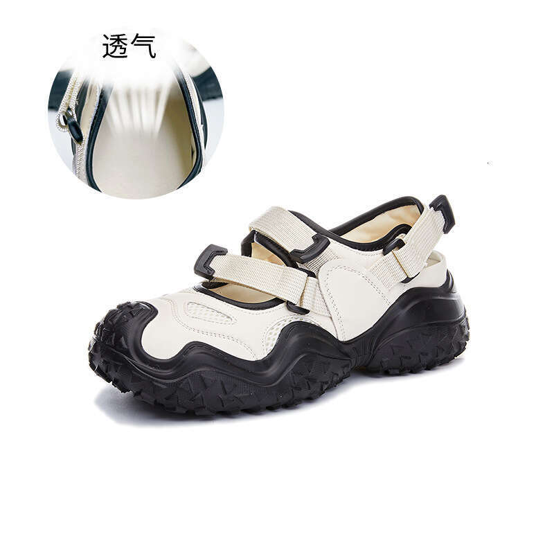 Foamed genuine leather white for women in the summer of 2025, new thick sole sports leisure single shoes, fashionable and versatile women's shoes