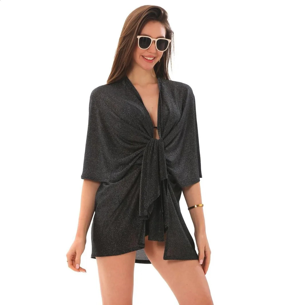 summer nylon gold and silver womens open top wool beach sunscreen jacket 250422