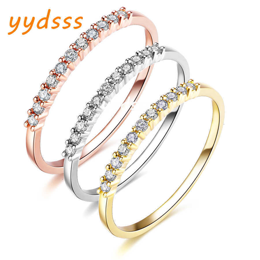 Unique Diamond Wedding Ring Real 14k 585 Gold Wedding Band For Women 0.12ct Diamond Anniversary Match Band CJ191205