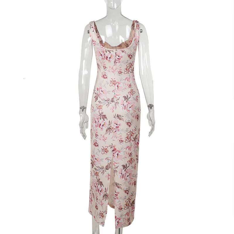 Dongdumaoyi Townlike Floral Print Slim Bodycon Dress Women Spaghetti Strap Summer Maxi Long Backless Nightclub Sexy Party Dresses
