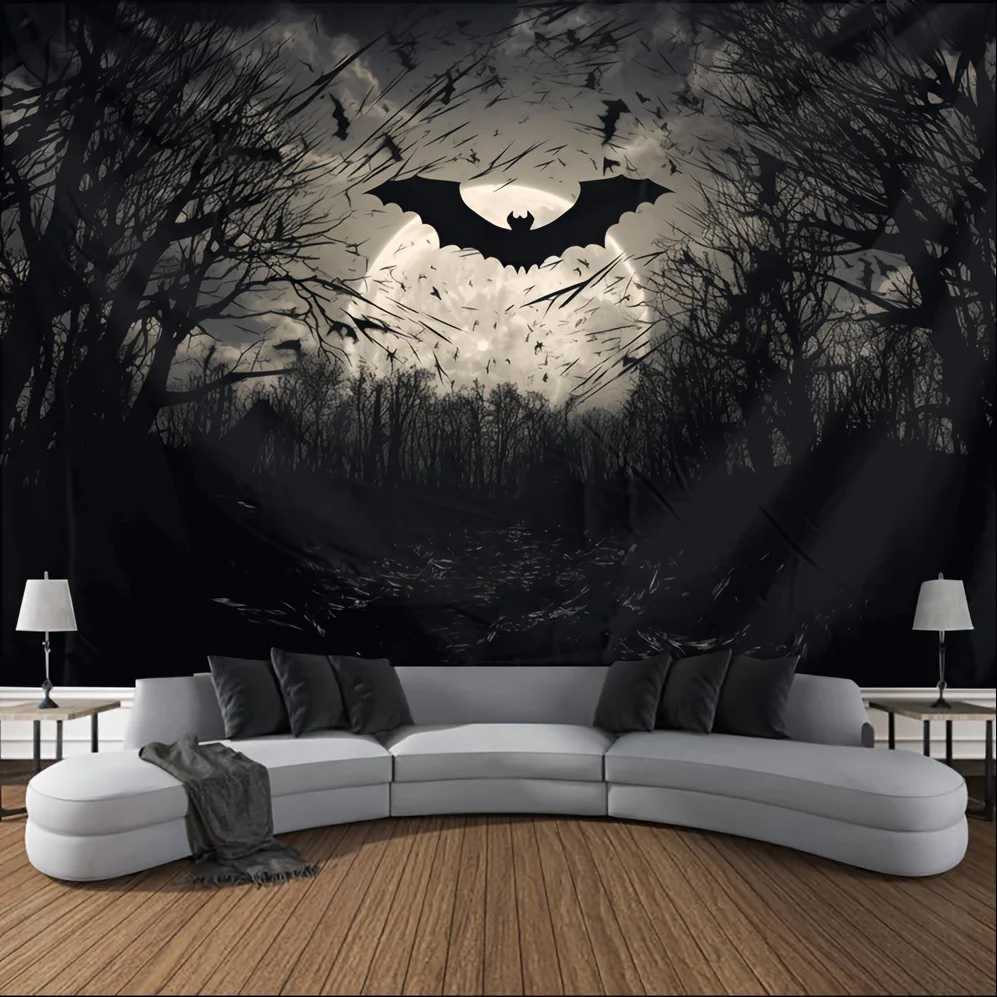 VIKAMA Halloween Tapestry Dark-Themed Bat Wall Hanging Living Room Bedroom Decor Tapestry Home DecorM251125