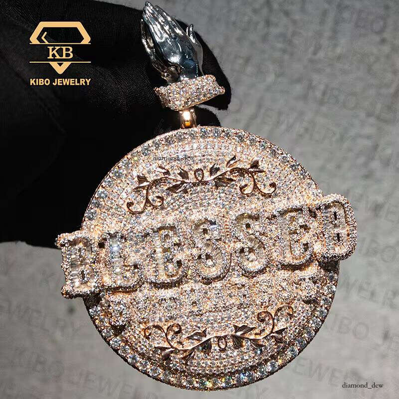 Hip-Hop Men's Medal Pure Sier VVS High-Quality Ice-Type Silicon Stone Necklace Pendant