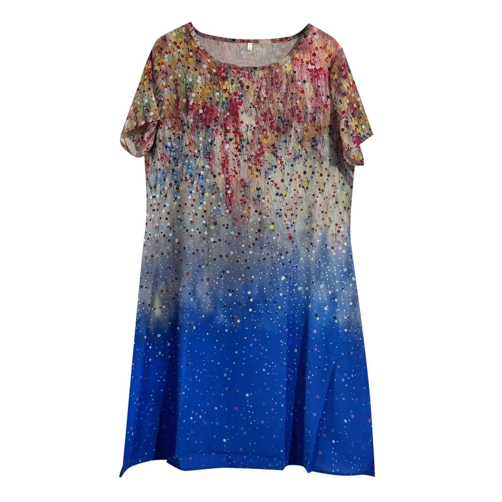 Dongdumaoyi Female Floral Print Dress Fashion Boho Beach Holiday Dresses For Women Casual Short Sleeve O Neck Pullover Robe Summer
