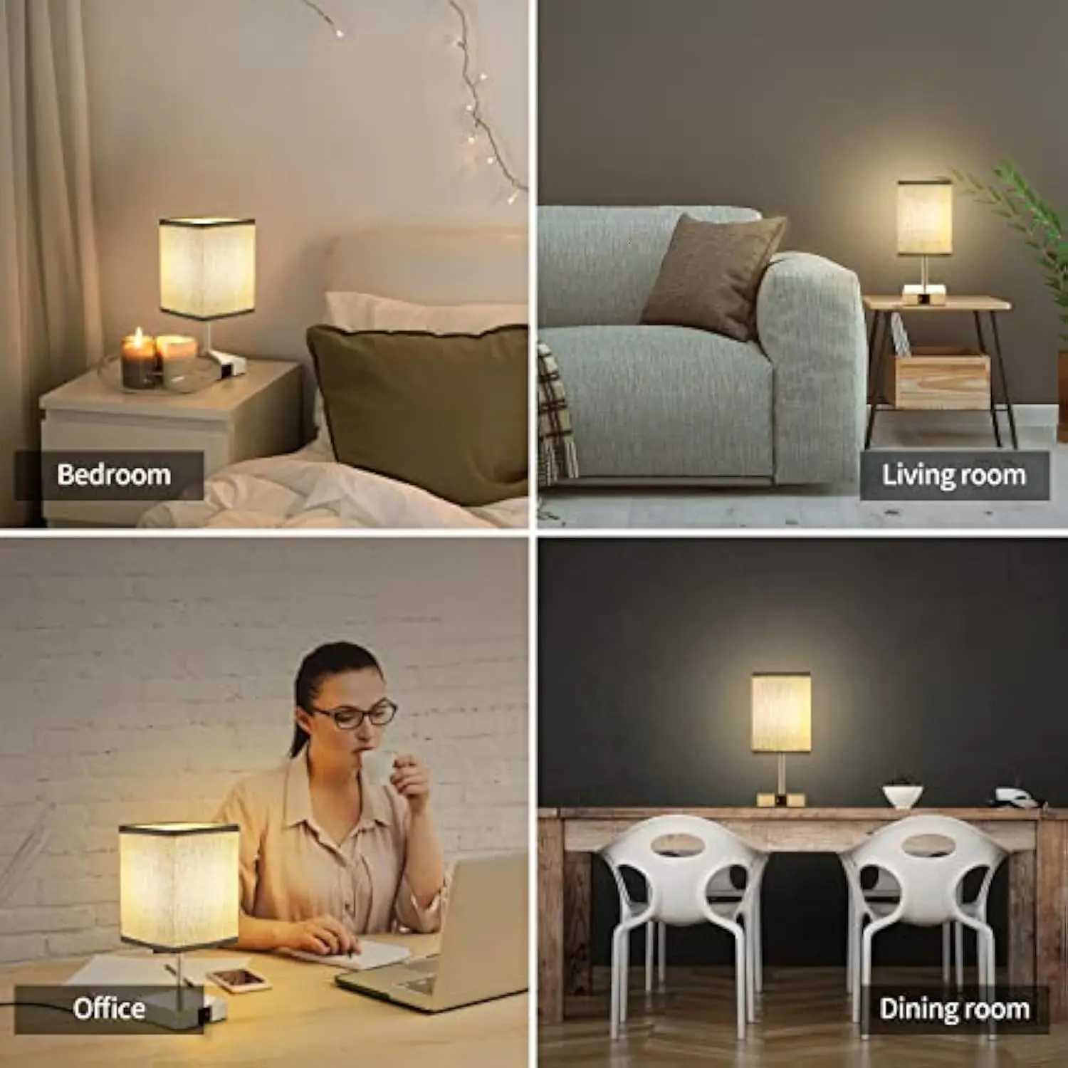Led Desk Lamp Bedside Lamps Touch Dimmable Table Lamp with Usb and Type C Port Quick Charging Reading Light Eye ProtectionM251125