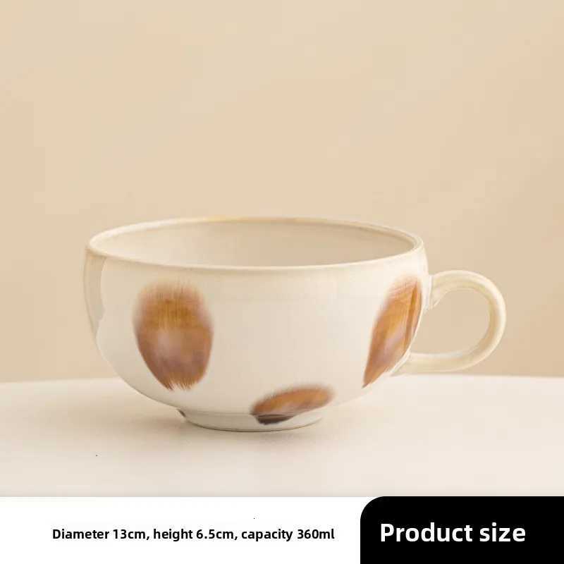 1PC Japanese ceramic coffee cups chestnut soup cups household milk wide-mouthed mugs large capacity Y251125