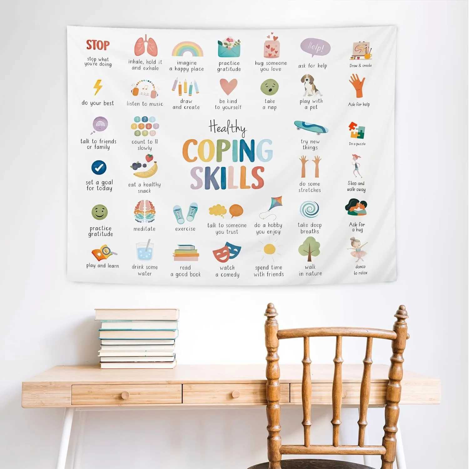 1pc Positive Affirmations Tapestry Multiple Sizes 2D Print Mental Wellness Design Polyester Fabric Wall Decor Counseling RoomM251125