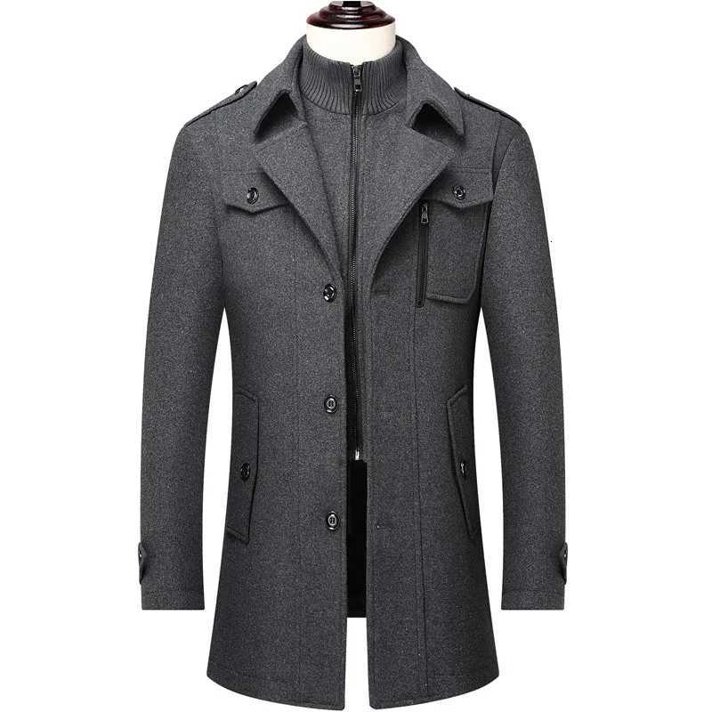 Premium Mens Mid-Length Wool Blend Overcoat - Thickened Winter CoatT251125