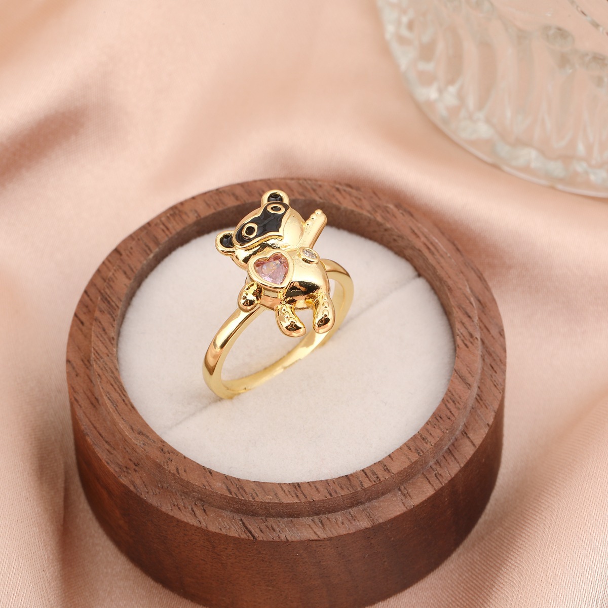Rotatable ring cute little panda ring Designer Love Ring Heart Band Rings for Men and Women Luxury Fashion Jewelry Unisex Ring Gold Silver Rose Ring W - view 6