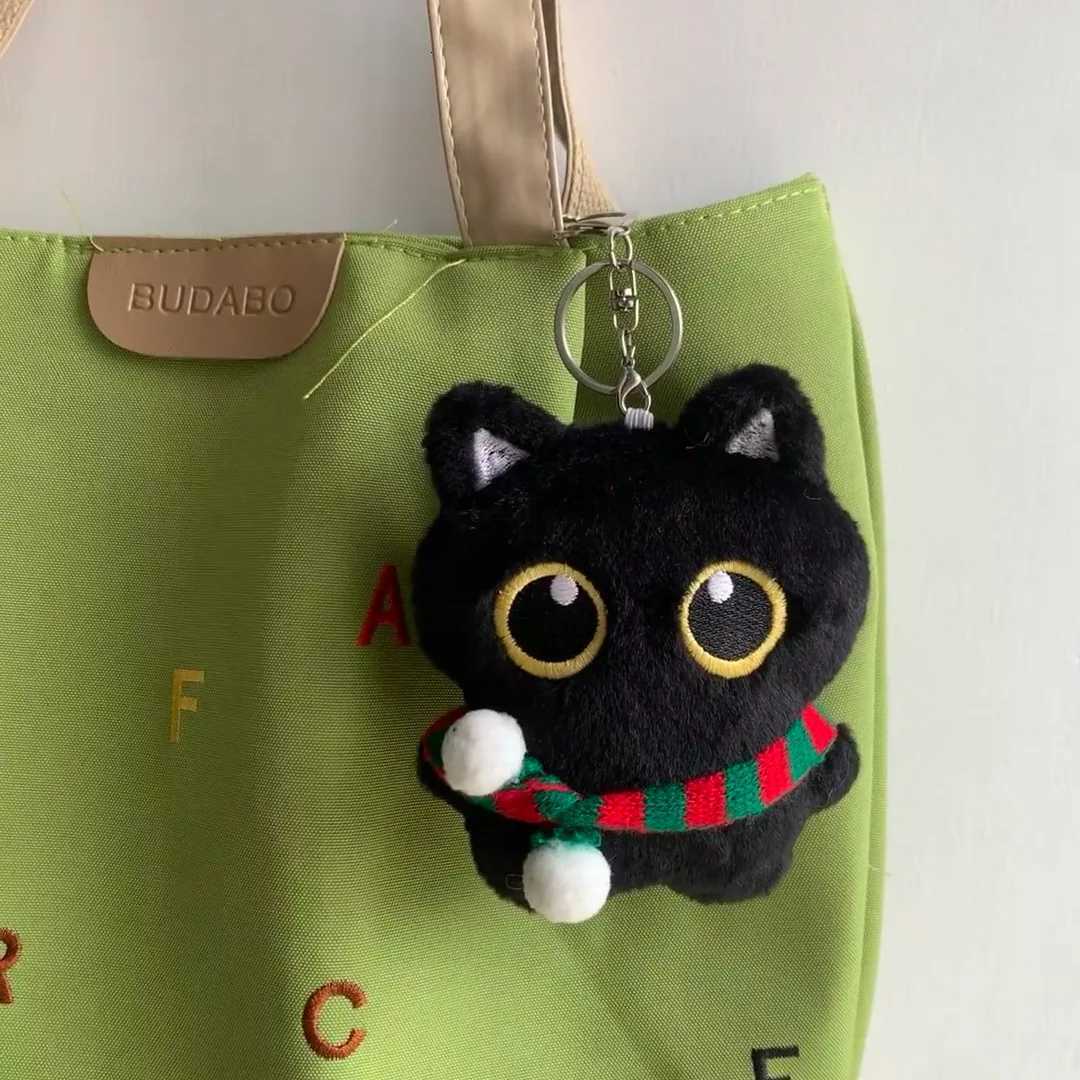 Cartoon Cute Black Cat Plush Keychain Squeaky Toy Squishy Bag Pendant Soft Stuffed Toy Ins Style Cuddly Cat Doll Boys Girls GiftXJ251125