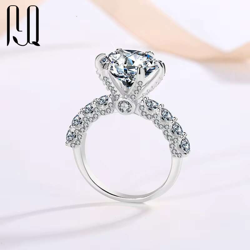 PYQ 18K Gold Sterling Silver Eternity Wedding Ring 3CT 5CT Round Moissanite Jewelry Durable and Elegant