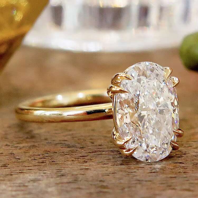 Wholesale Vvs Moissanite 10K 14K 18K Solid Yellow Gold Engagement Wedding Rings for Women Diamond Emerald Radiant Oval Cut Ring