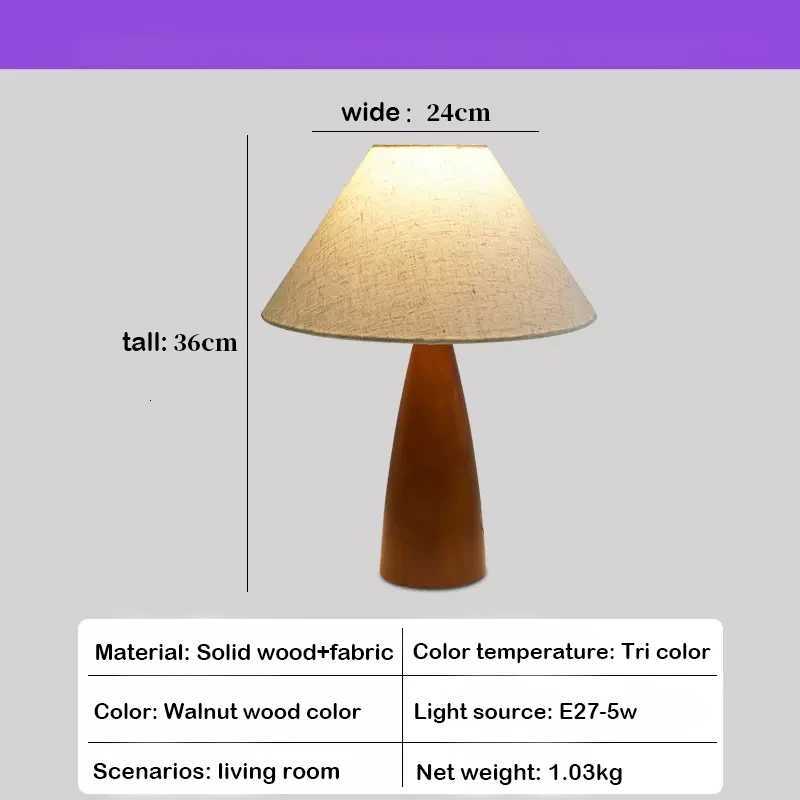 Solid Wood Retro fabric desk lamp Indoor decor Atmosphere Bedroom Bedside living room Tea Room Study LampM251125