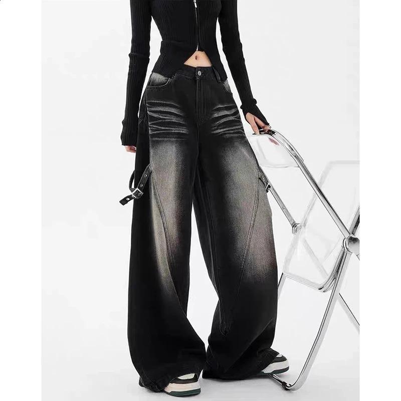 Baggy jeans clothing Hip Hop retro wide leg casual black pants 250417