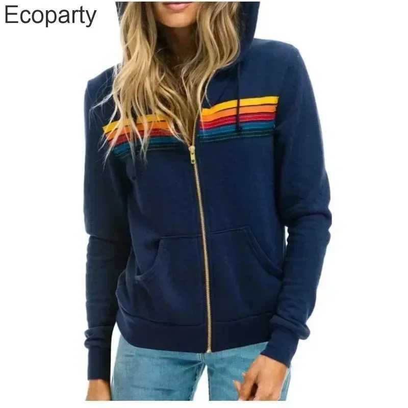 autumn unisex pilot long sleeved hooded sweatshirt casual zipper 5 rainbow hooded sweatshirt jacket M250425