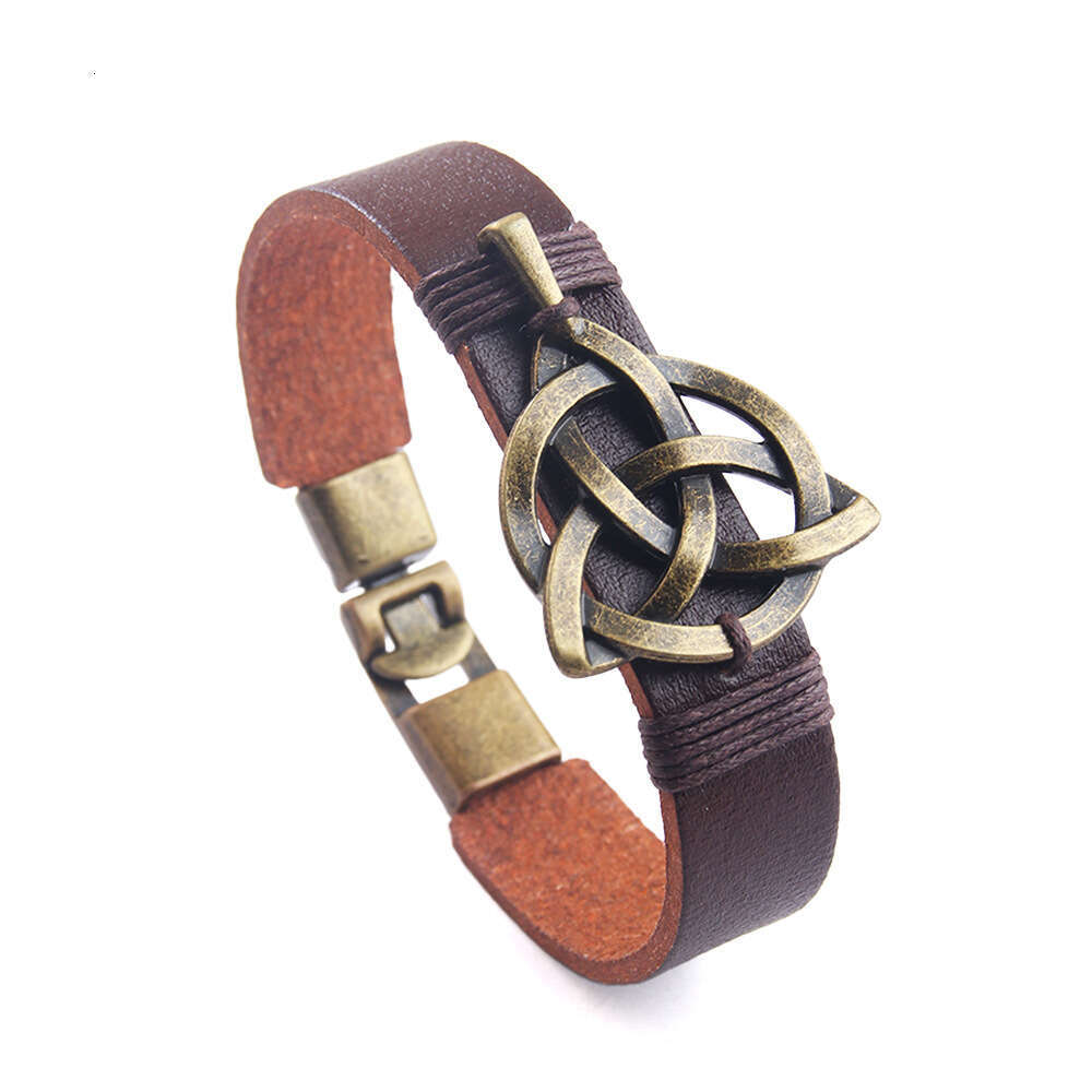 Bracelet, niche, high-end, fashionable, Celtic amulet, woven bracelet, real cowhide bracelet