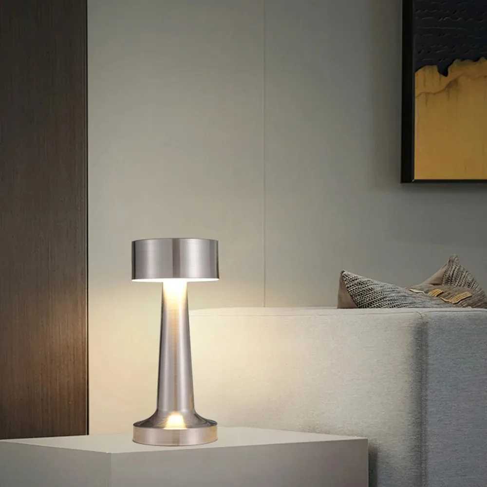 Rechargeable Retro Table Lamp Metal Touch Decor for Bar Coffee Table Restaurant Decoration Light Desk LED Night Lights BedroomM251125