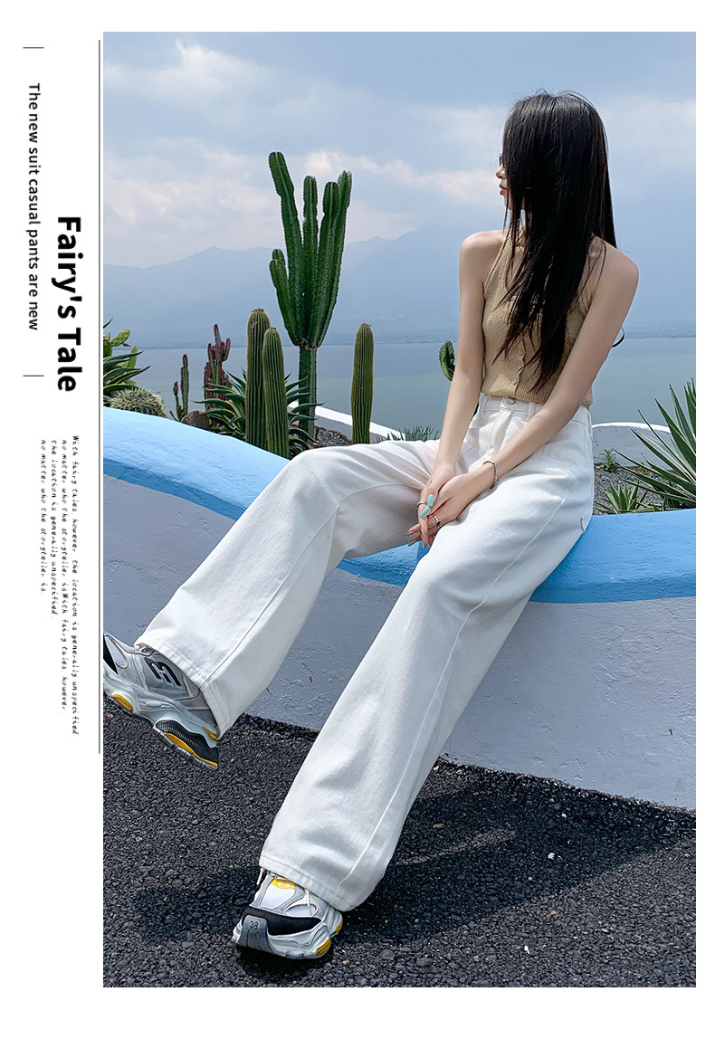 2025 Spring High Waist Women's Jeans Cotton Breathable Hip Lift Slimming casual Leg Small Straight Denim Trousers Long Pants