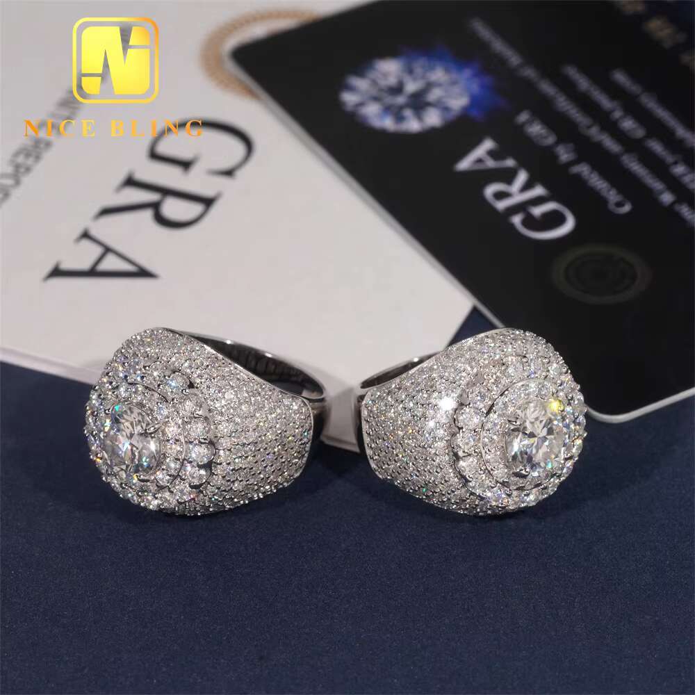 Pass Diamond Tester Iced Out Men Rings 925 Silver Fashion Moissanite Ring Hip Hop Fashion Jewelry Rings