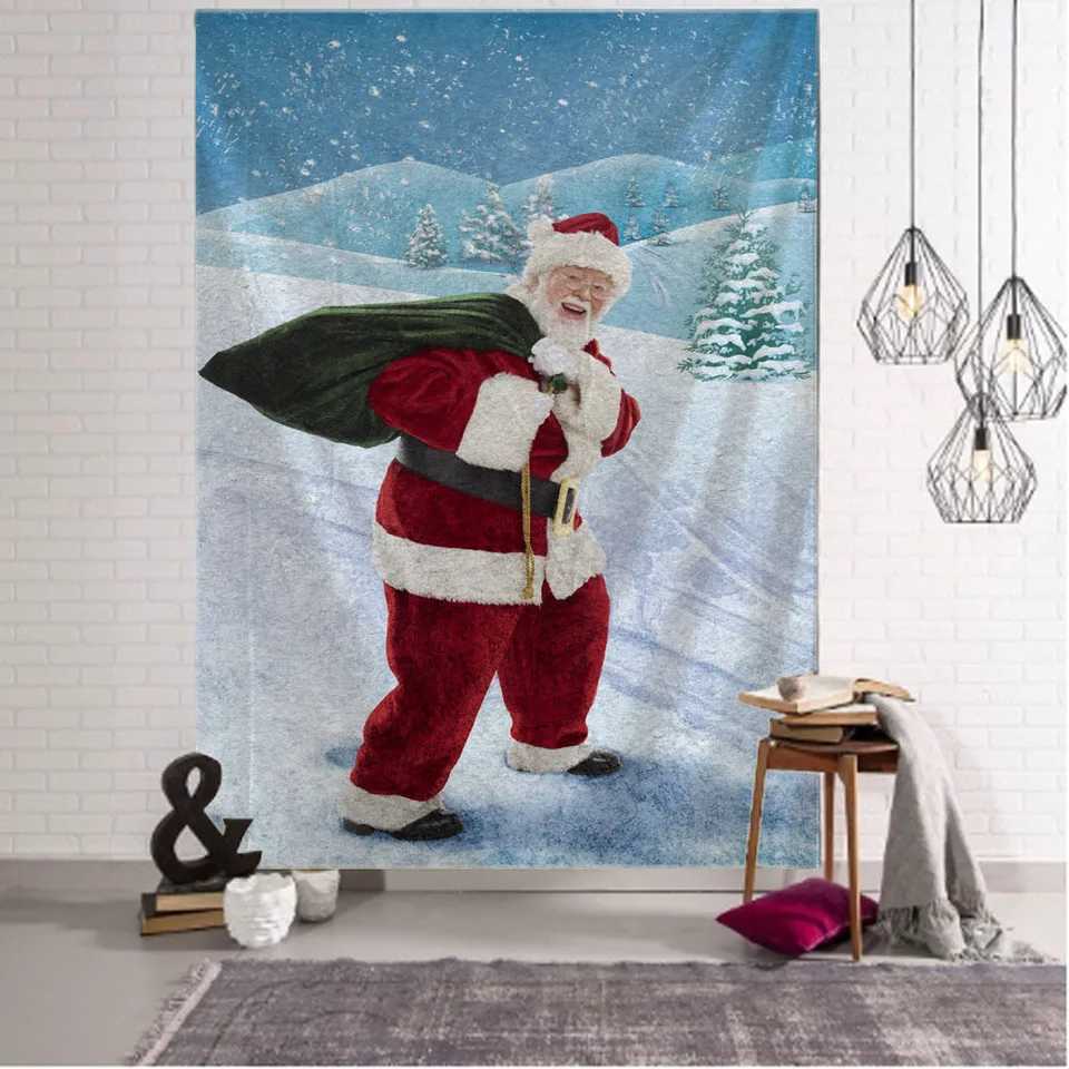VIKAMA Christmas-Themed Tapestry Santa Claus Gift Delivery Design Living Room Bedroom BB Holiday Atmosphere DecorM251125
