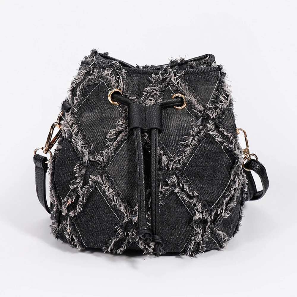 Women Tassel Shoulder Bag Stylish Denim Mini Crossbody Purse For Daily Use With Large Capacity And Fashionable Design