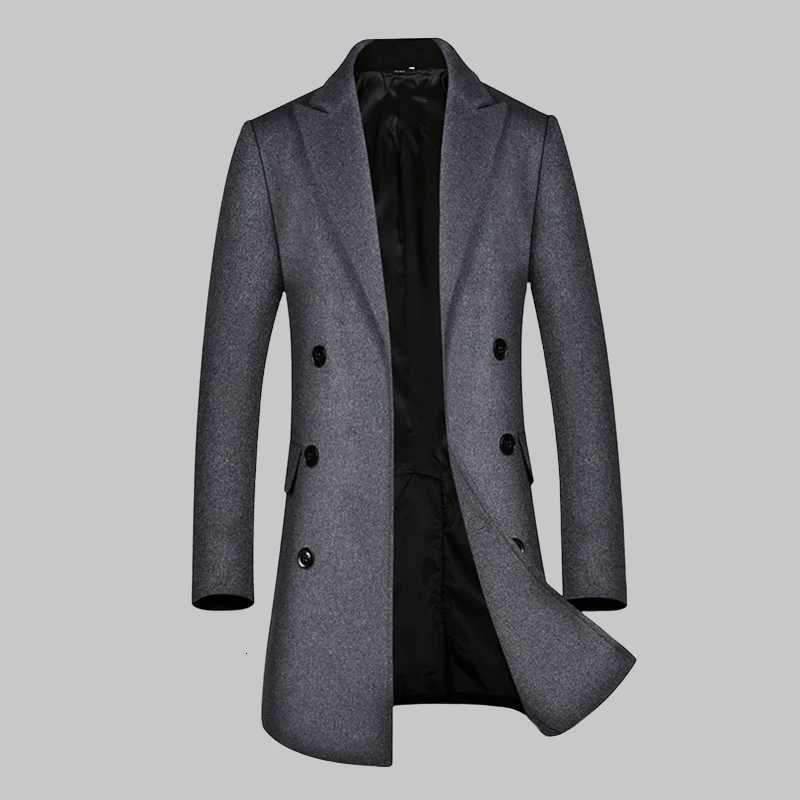 Winter Wool Coat Men Double Breasted Warm Wool Blends Long Male Pea Coat Plus Size Casual Man Trench Coat FashionT251125