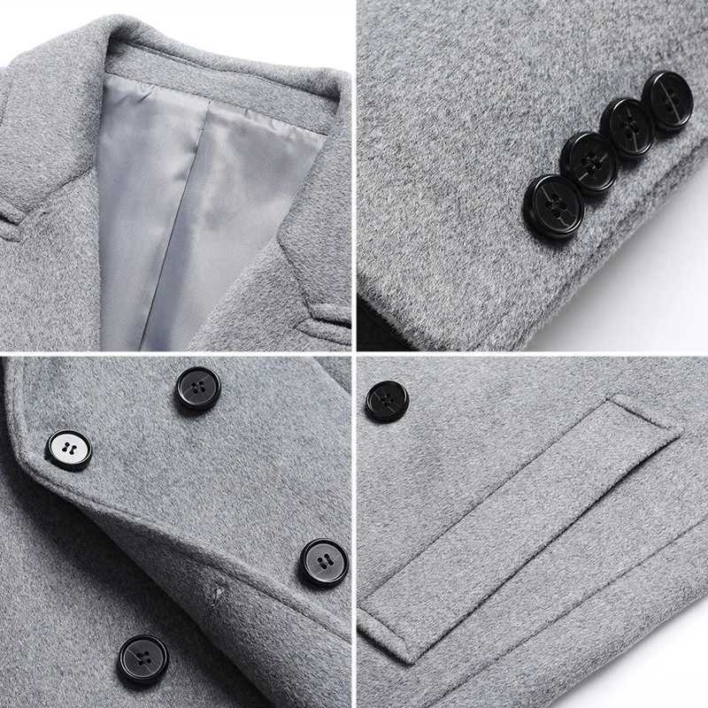 Men Double Breasted Formal Wear Woolen Coats Business Casual Cashmere Trench Coats Man Warm Long Jackets High Quality OvercoatsT251125