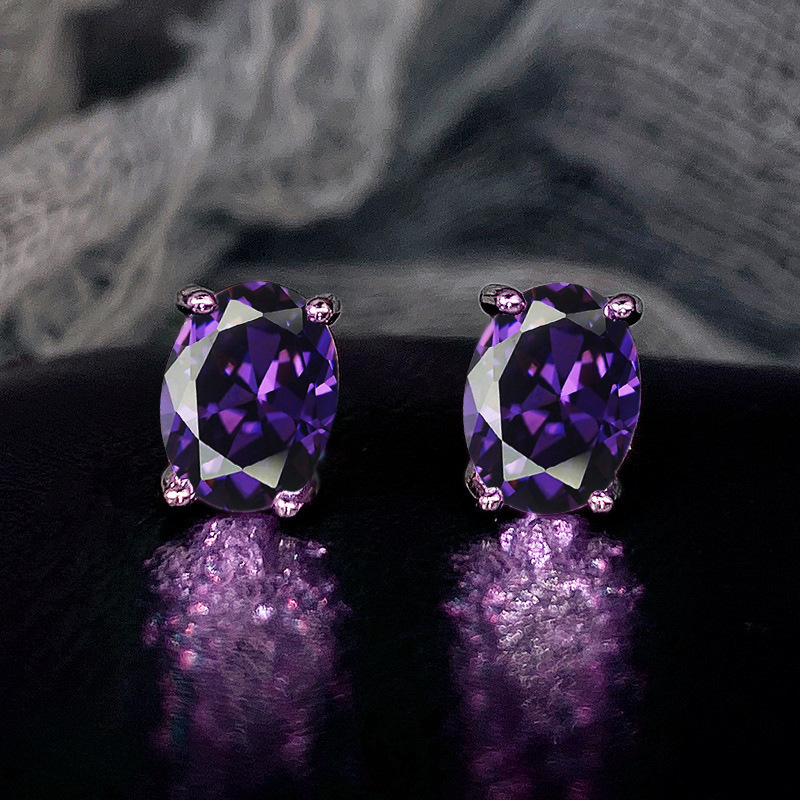 stud Earrings Brilliant Four-claw Single Diamond 925 Sterling Silver stud Women Fashion Oval Crystal stud Designer Pink Diamond Earrings Girl Birthday