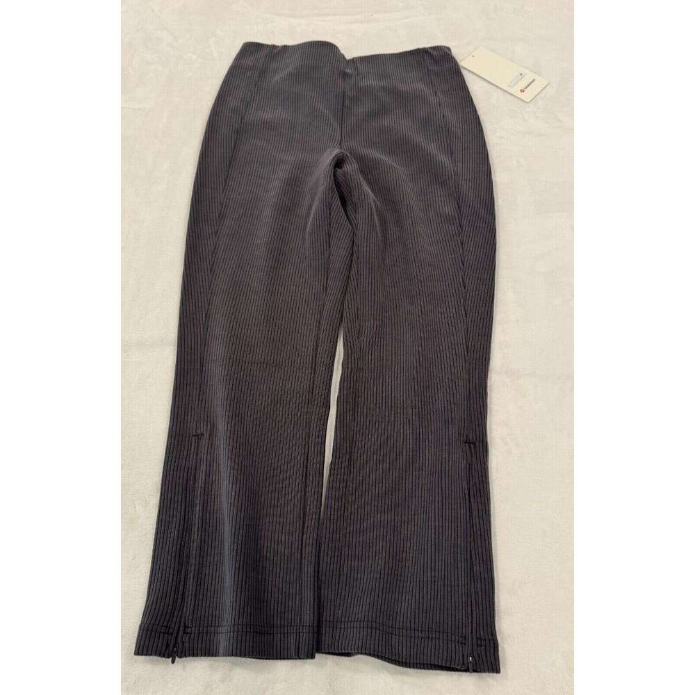 Ribbed Softstreme Zip-Leg HR Crop Pant 25" Inseam Black Size 8