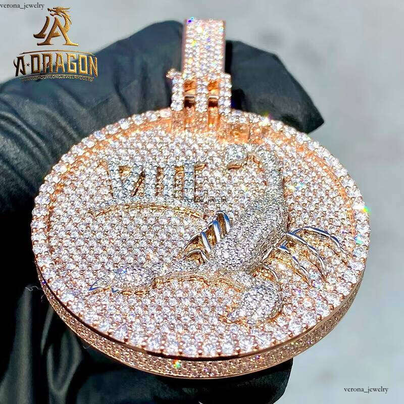 Luxurious Custom Iced Out Hip Hop Logo Pendant VVS Moissanite Jewelry, High-Quality Finish
