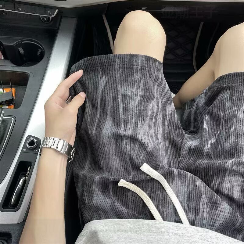 Beach men's summer thin American style exterior ice silk sports pants big size loose casual five inch shorts