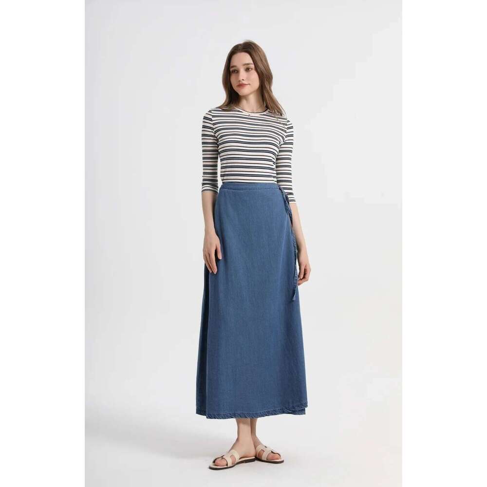 AS 2025 Spring Summer Woman One Pieces Wrap Skirts Adjustable Waist 2Cm Skirt High Quality Linen Lady Wear