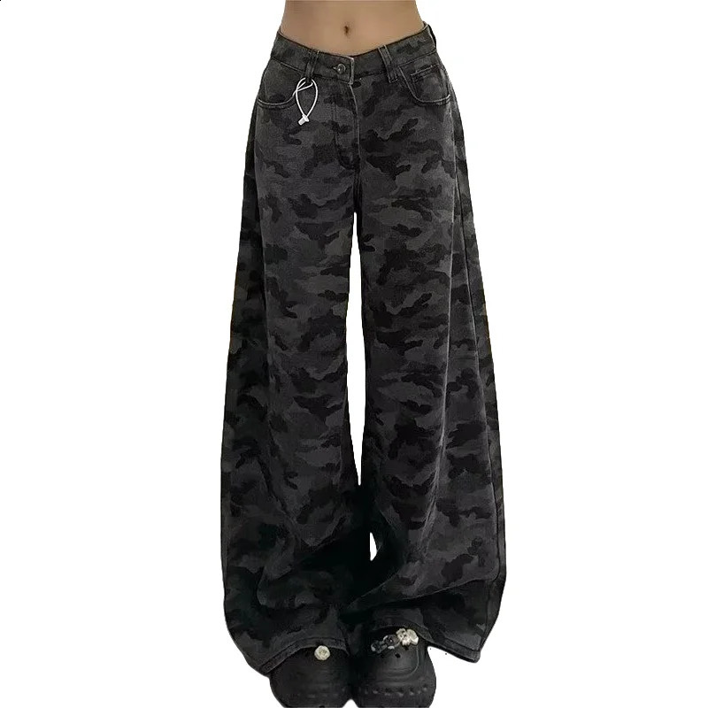 Womens denim pants blue straight wash casual loose legs Trouthers fashion 250417