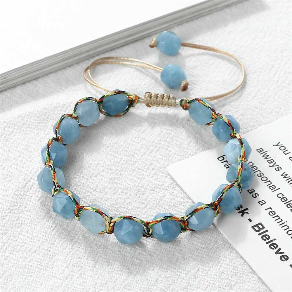Women Diamond Cut Crystal Bracelet Natural Tiger Eye Stone Waxed Thread Bangle Handmade Beads Wristband Fashion Jewelry Men Gift J251125
