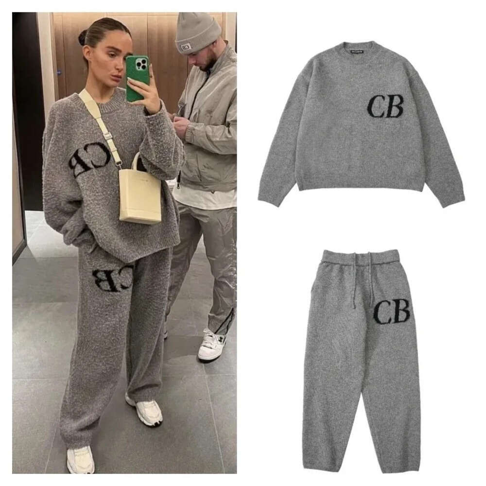 Cole Butxton Sweaters Winter Warm Knit Sweater Oversized Sweater Letters Knit Jacquard Cb Wool Trousers Loose Sweatshirt Men Women Sweatpants Cole B Tracksuit