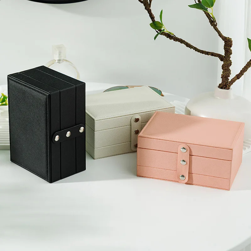 PU Leather Portable Jewelry Storage Box Large Capacity Travel Necklace Earrings Ring Jewelry Organizer Display Case Dustproof 250424